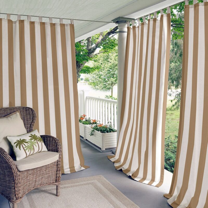 Outdoor Curtains and Drapes, custom-size, Beige stripes, UV protection, 5 years warranty