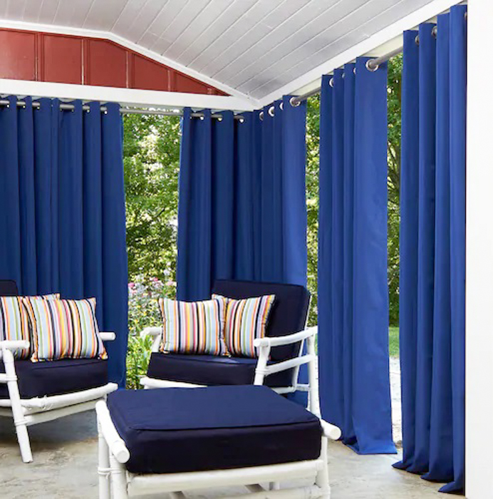 Outdoor Curtains and Drapes, custom-size, Blue 2821, UV protection, 5 years warranty.