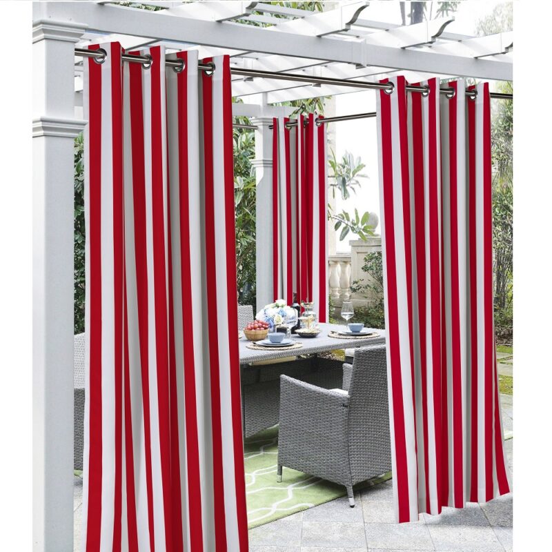 Outdoor Curtains and Drapes, custom-size, Red stripes, UV protection, 5 years warranty